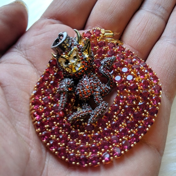 🖤 18" x 4m Tennis Chain + Devil Shape Pendant - Picture 5 of 8